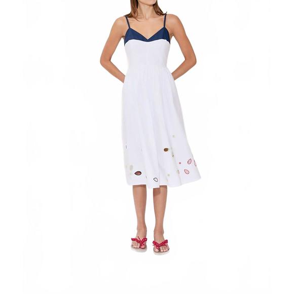 NEW ROSIE ASSOULIN undress eyelet cotton poplin midi dress in white - Picture 1 of 4